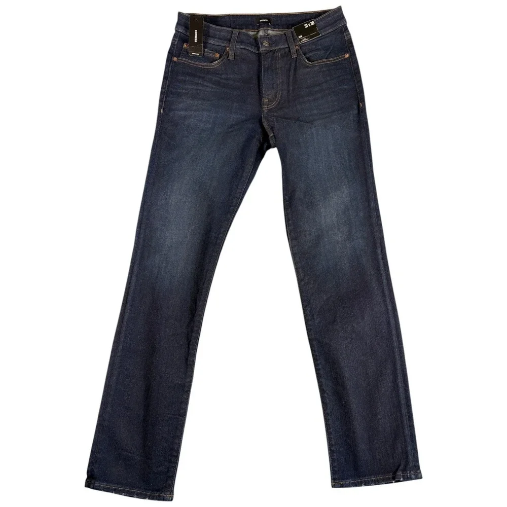 Express Jeans Mens 31x30 Blue Denim Dark Wash Hyper Stretch Slim Fit Straight